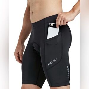 Baleaf Padded Bike Shorts for Men Cycling Shorts Padding Pockets UPF 50+ Black L